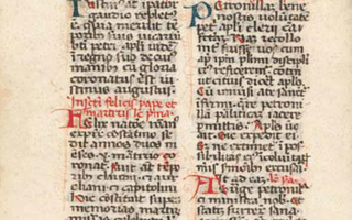 Page of a hand-lettered missal in black and red ink.