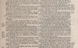 Printed page of the Holy Bible (Jeremiah 51).