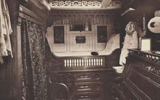 Brown-tinted print of a bedroom on the cruiser.