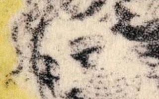 Enlarged view of collotype that depicts an angel's face.