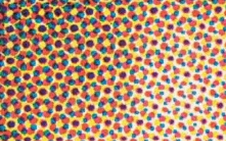 Printing pattern of colored dots in circles.