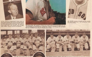 Baseball spread from the Boston Herald showing photos of baseball players and captions.