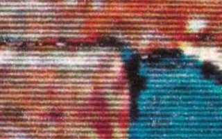 Detail of the Pepsi logo print that shows the colored lines.