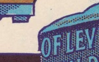 Enlarged view of fruit label that focuses on blue part of bell.