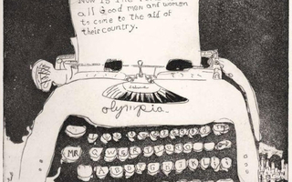 Typewriter with some text typed on paper.