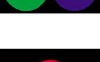 Circles of green, blue, and red.